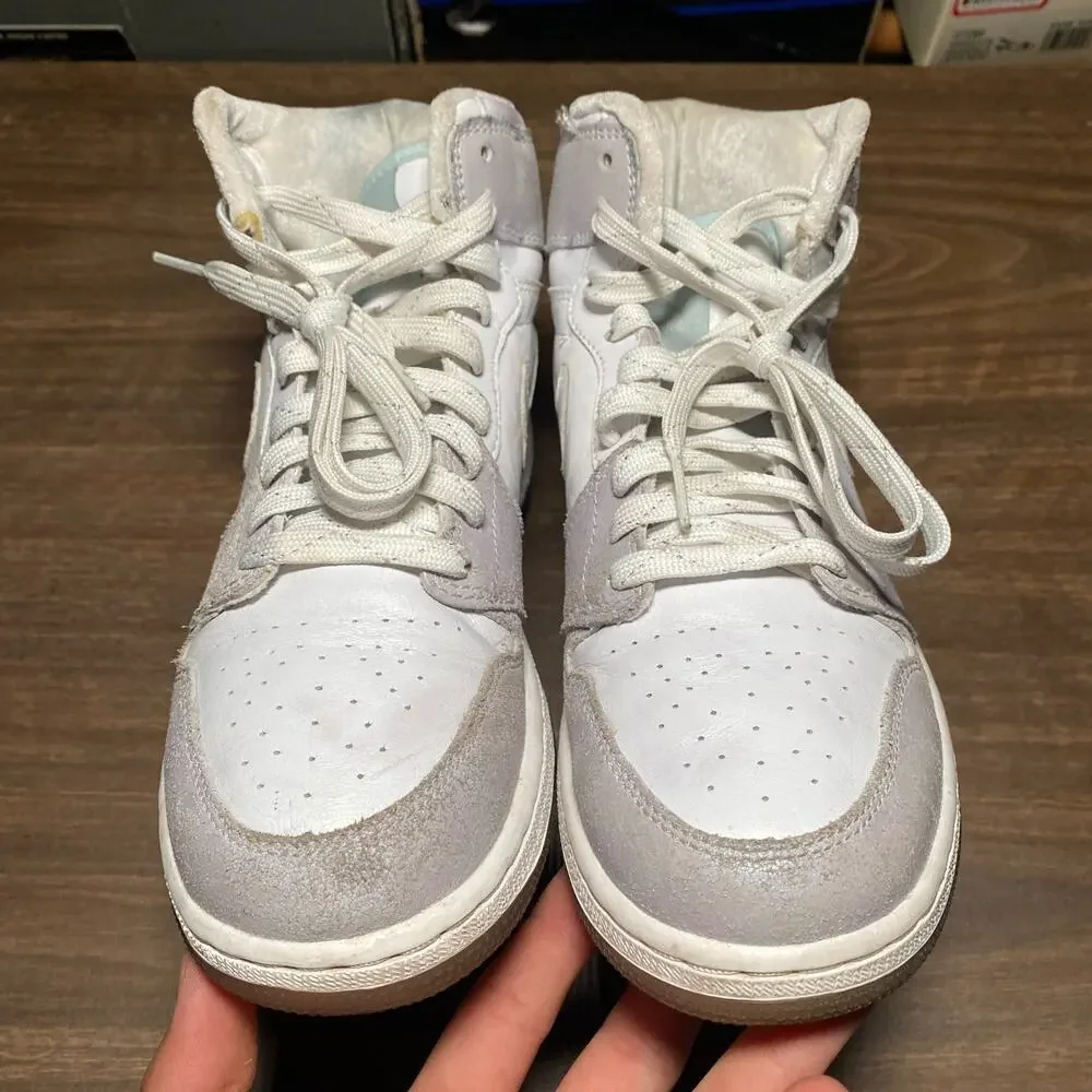 Kid's Air Jordan 1 Retro High White Metallic Silver Size 7Y 2008 (332148-101)